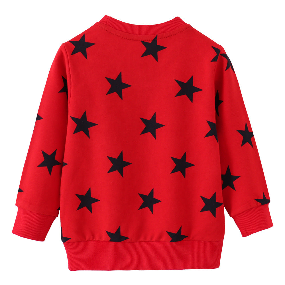 [357436-RED] - Atasan Sweater Anak / Atasan Sweater Anak Trendi - Motif Star Style