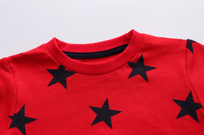 [357436-RED] - Atasan Sweater Anak / Atasan Sweater Anak Trendi - Motif Star Style