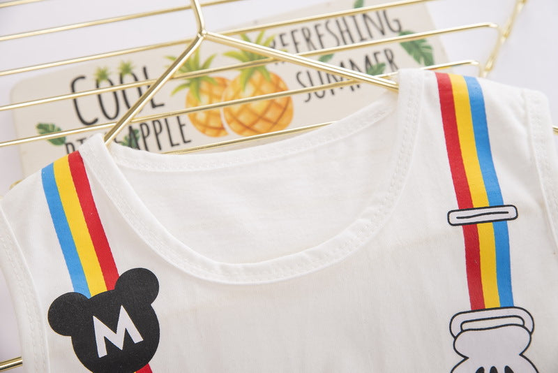 [368263-WHITE] - Setelan Kaos Kutung Anak - Motif Mickey's Hand