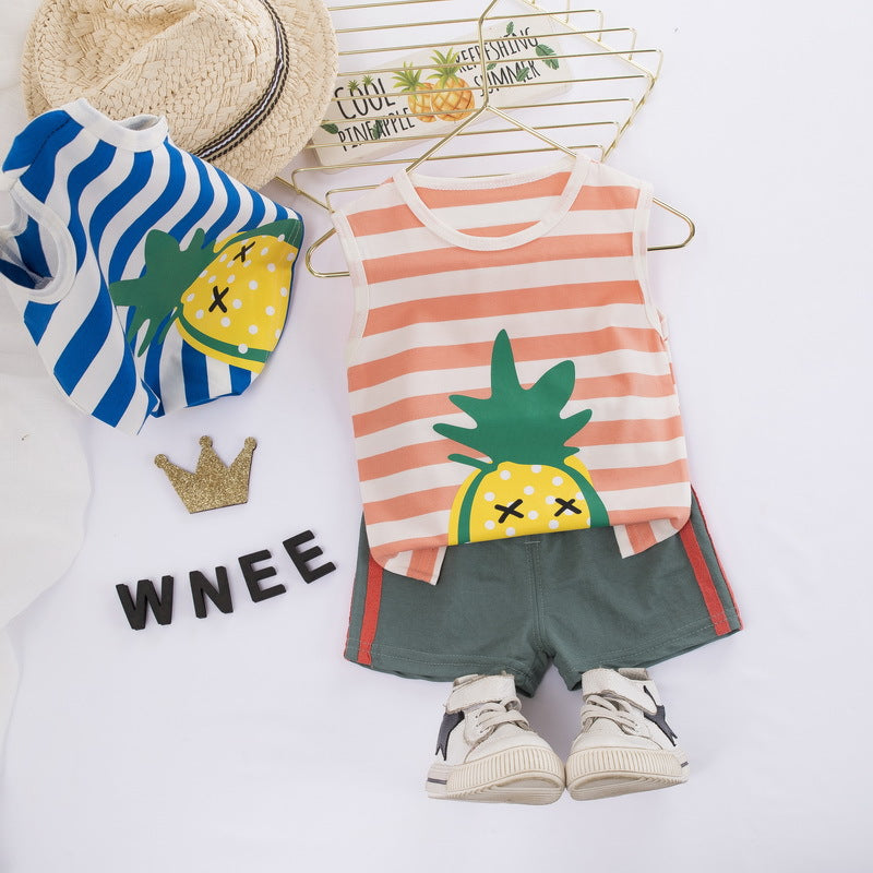 [368495] - Setelan Kaos Kutung Anak Fashionable - Motif Pineapple Line