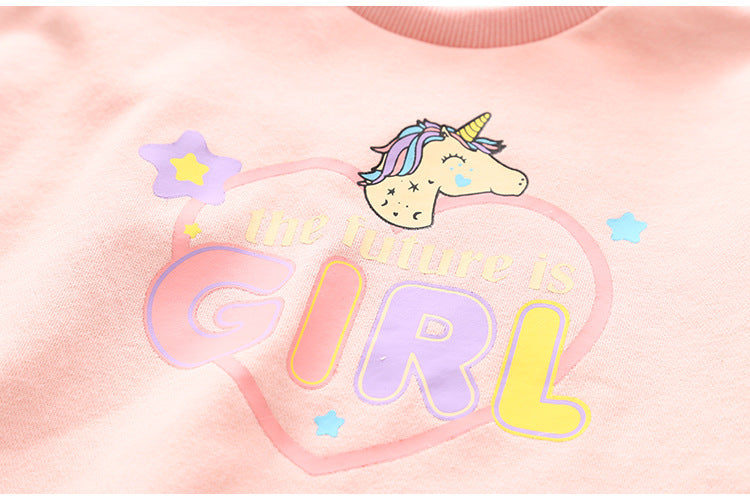[363266-GRAY] - Setelan Sweater Trend Anak Import - Motif Unicorn Girl