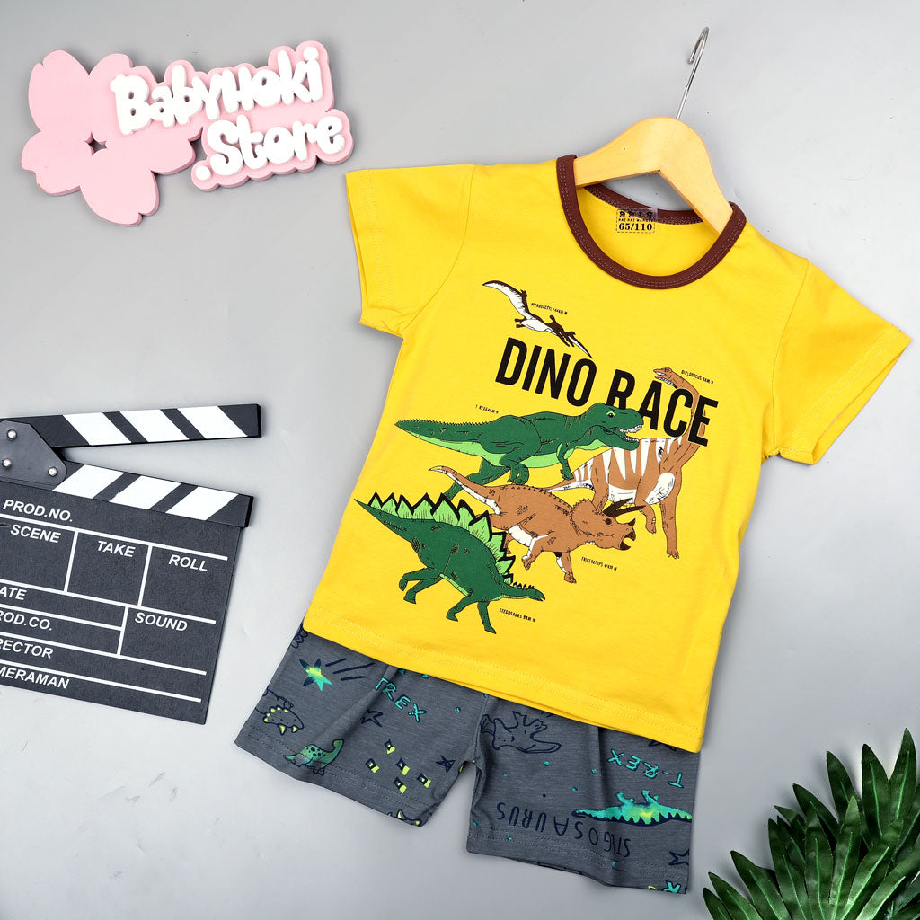 [2251322] - Setelan Santai Anak Import / Daily Wear Anak - Motif Dino Race