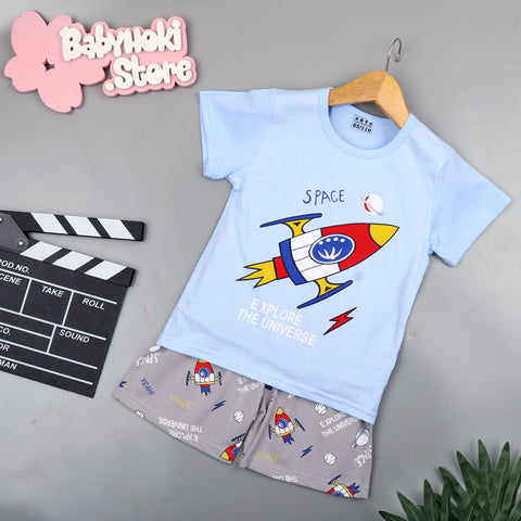 [2251343] - Baju Setelan Santai Anak - Motif Space Rocket