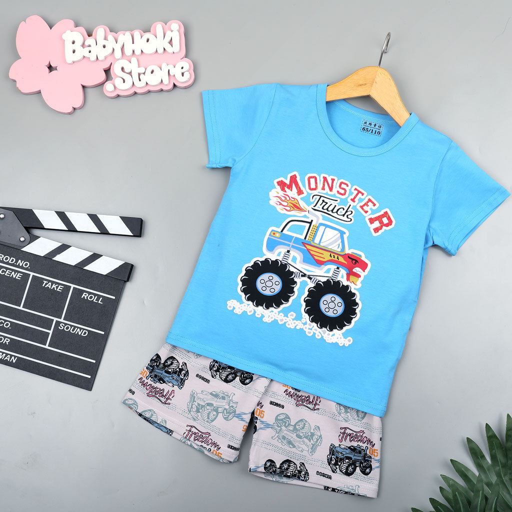 [2251346] - Baju Setelan Santai Anak - Motif Monster Truck