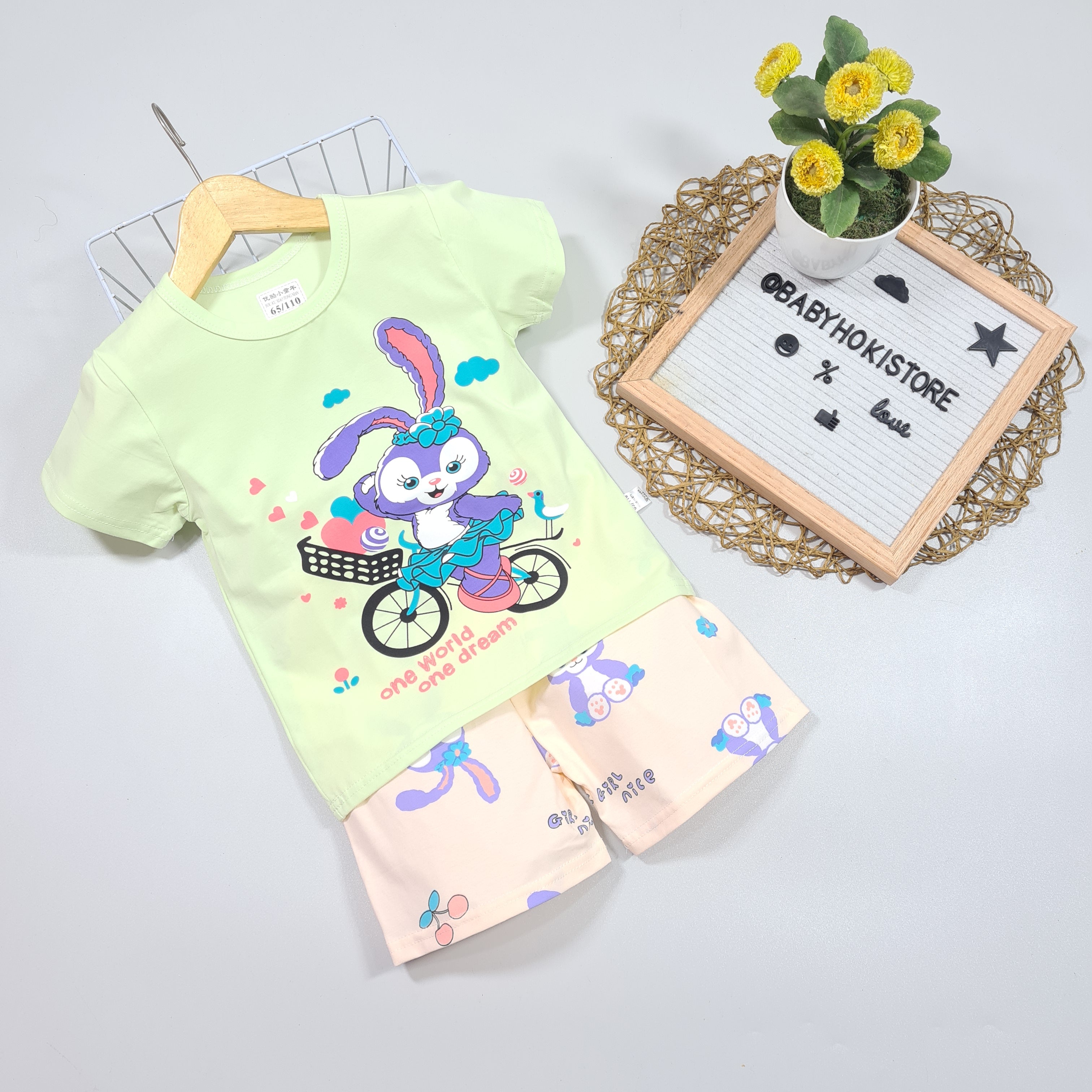 [2251437] - Import Baju Setelan Homewear Anak - Motif Bike Rabbit