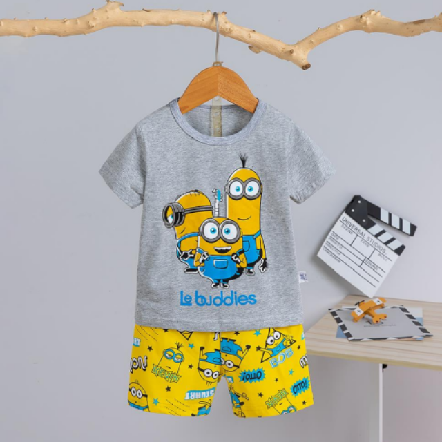 [2251472] - Import Baju Setelan Homewear Anak - Motif Cute Minions