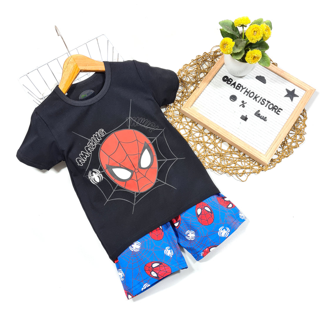 [2251473] - Import Baju Setelan Homewear Anak - Motif Spider Head