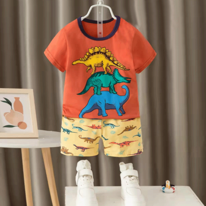 [2251511] - Import Baju Setelan Homewear Anak - Motif Dino Accompanied