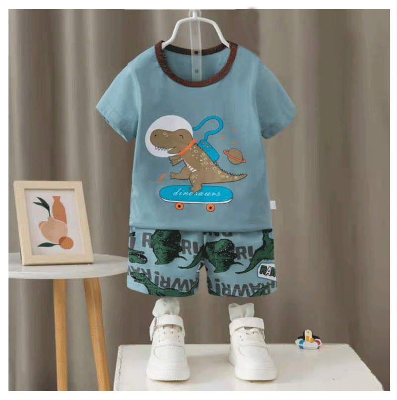 [2251518] - Import Baju Setelan Homewear Anak - Motif Space Dino