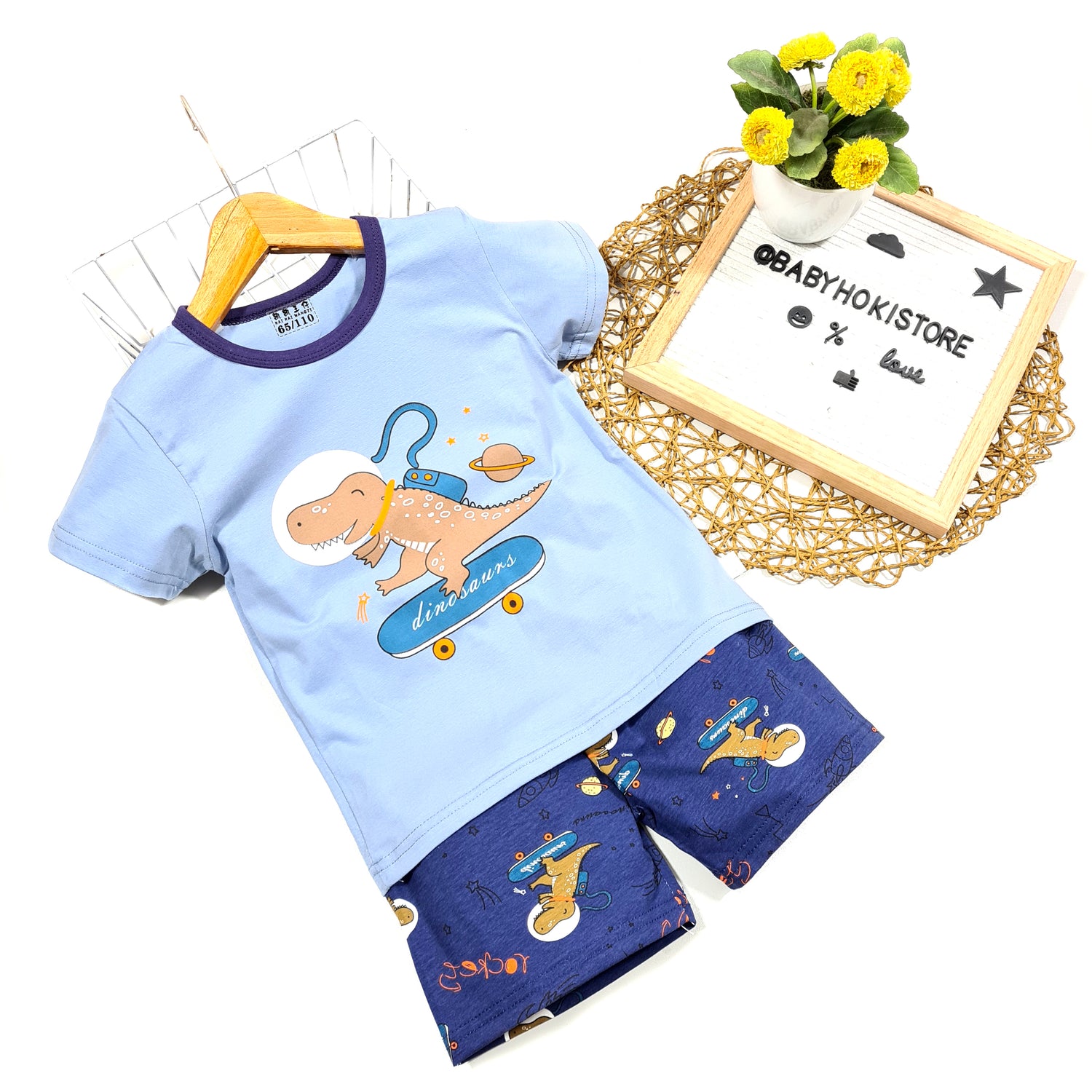 [2251518] - Import Baju Setelan Homewear Anak - Motif Space Dino