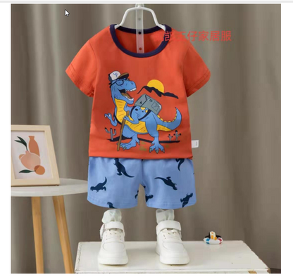 [2251522] - Import Baju Setelan Homewear Anak - Motif Wandering Dino