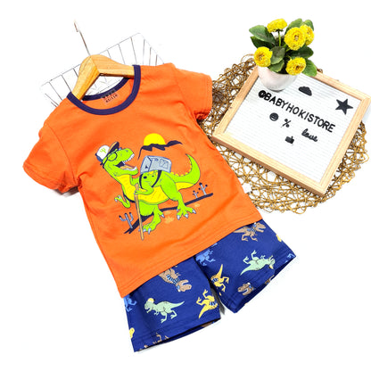 [2251522] - Import Baju Setelan Homewear Anak - Motif Wandering Dino