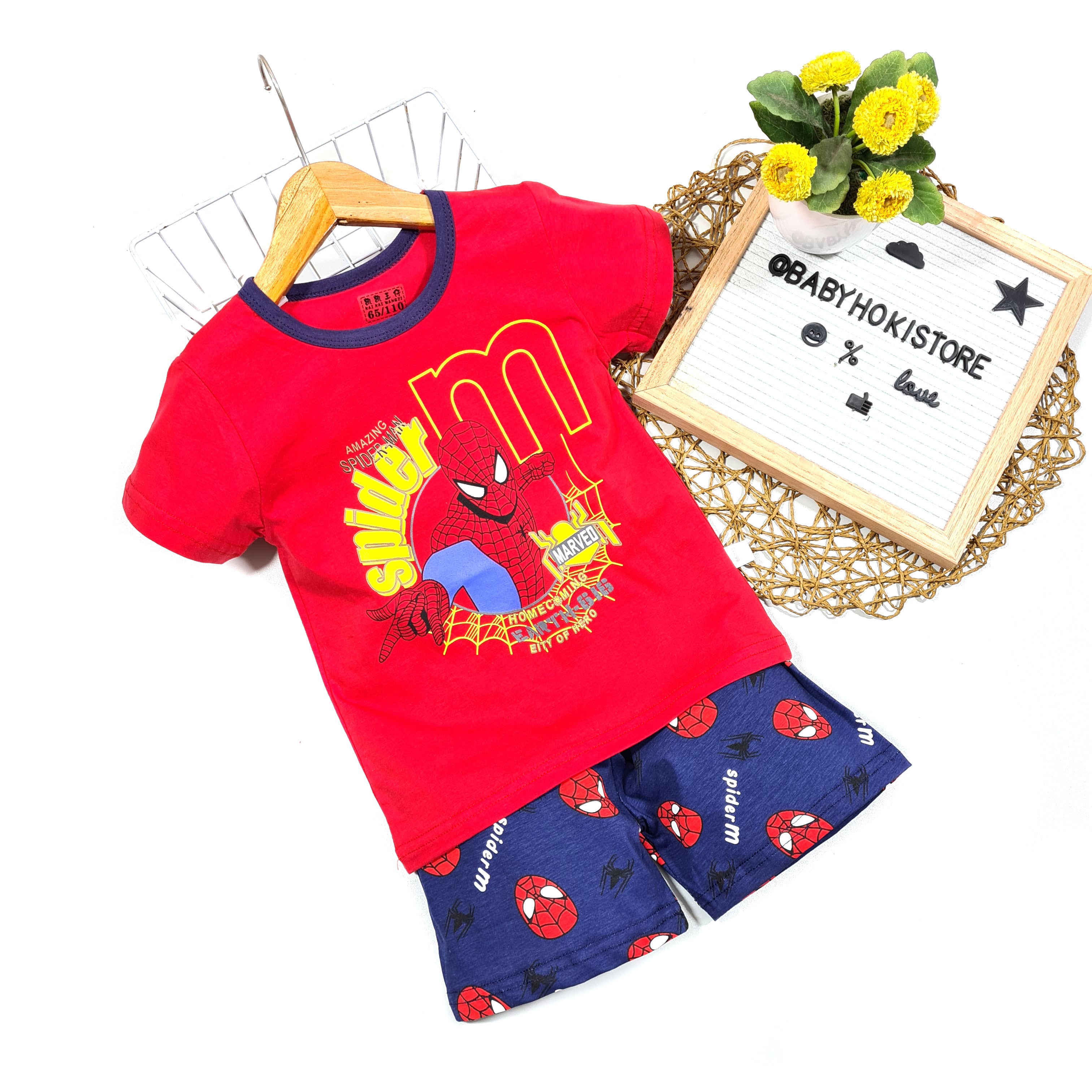 [2251528] - Import Baju Setelan Homewear Anak - Motif Famous Spider