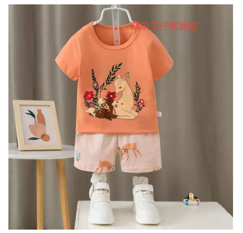 [2251535] - Import Baju Setelan Homewear Anak - Motif Flower Deer