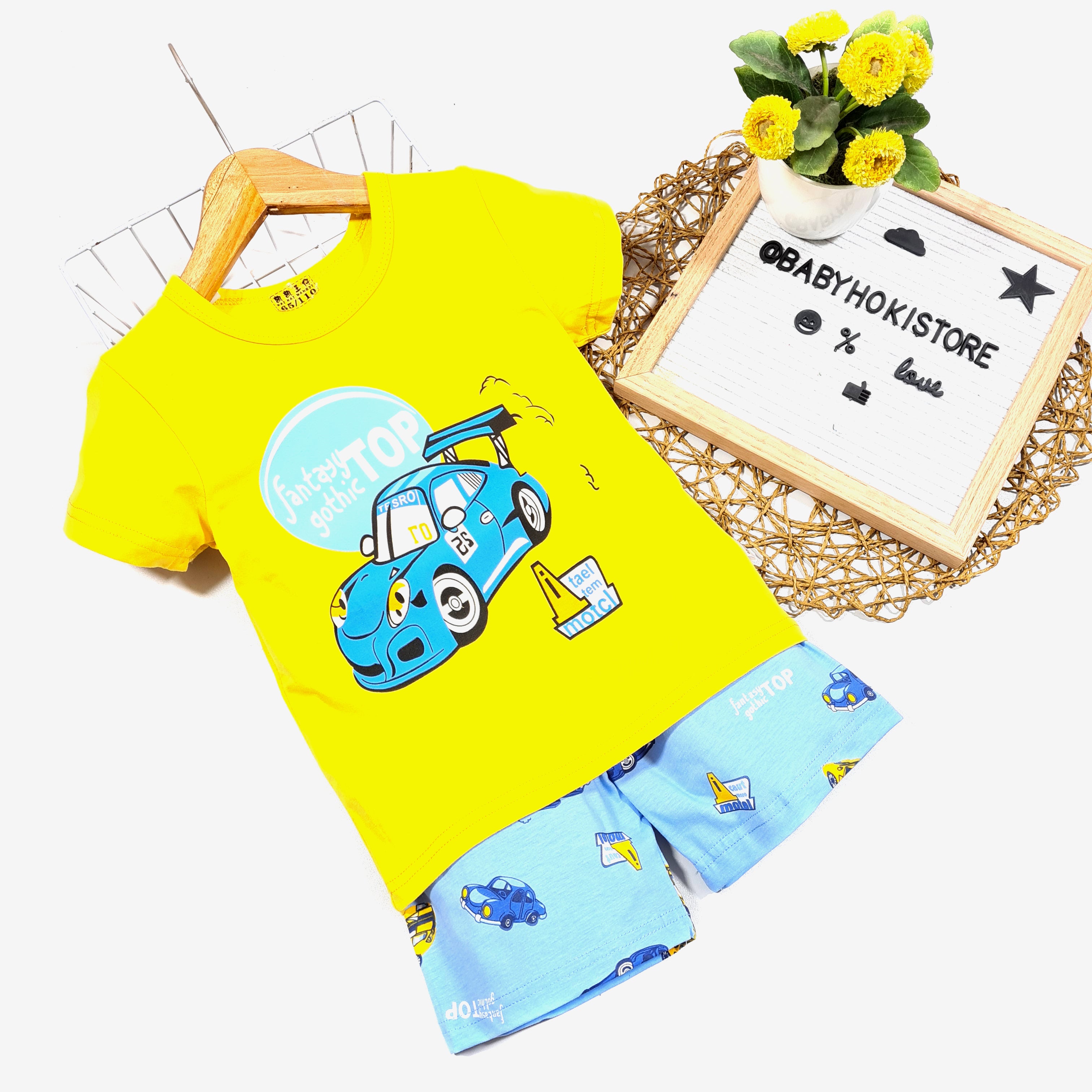 [2251547] - Import Baju Setelan Homewear Anak - Motif Top Cars