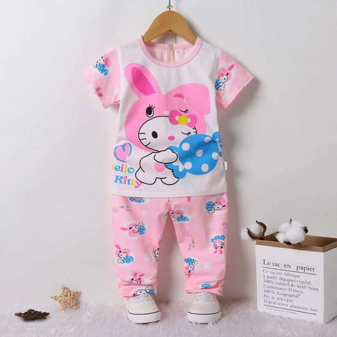 jual [225283] - Setelan Tidur / Piyama Anak Usia 9 Bln - 8 Thn - Motif Short Sleeve Sweets Kitty 
