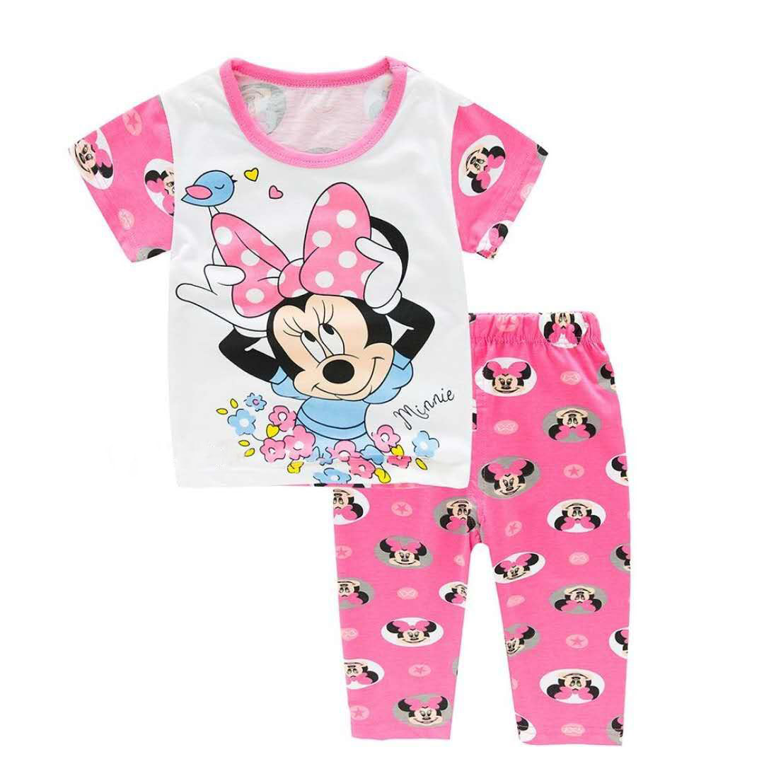 jual [225293] - Setelan Tidur / Piyama Anak Usia 9 Bln - 8 Thn - Motif Short Sleeve Minnie Flowers 