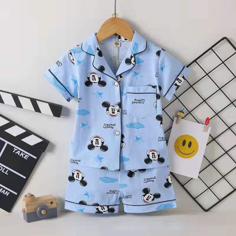 [225429] - Baju Piyama Anak Import / Baju Setelan Tidur Anak Short Pants - Motif Mickey Stars