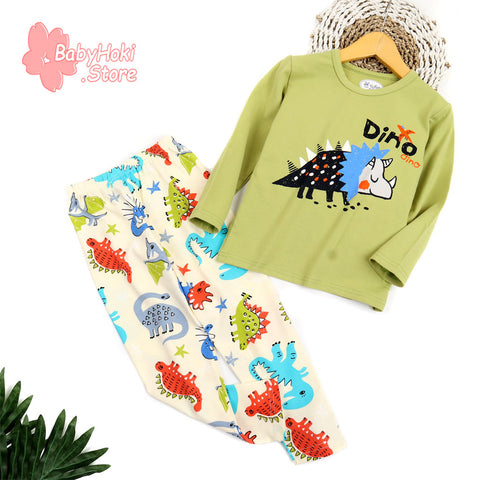[225489] - Baju Piyama Anak Import / Baju Tidur Anak - Motif Dino Coloring