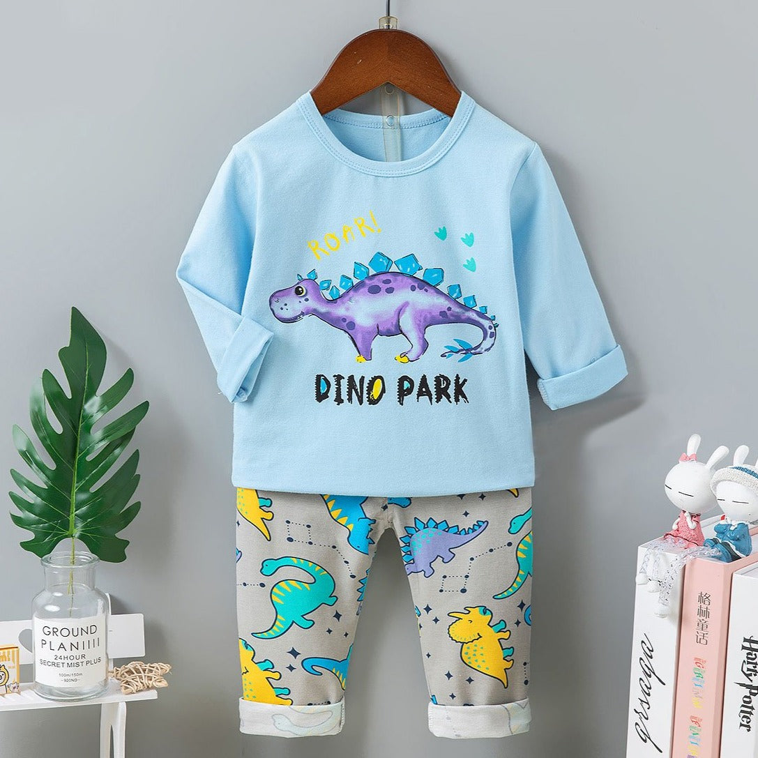 [225528] - Baju Piyama Anak Import / Baju Tidur Anak - Motif Dino Park