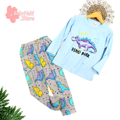 [225528] - Baju Piyama Anak Import / Baju Tidur Anak - Motif Dino Park