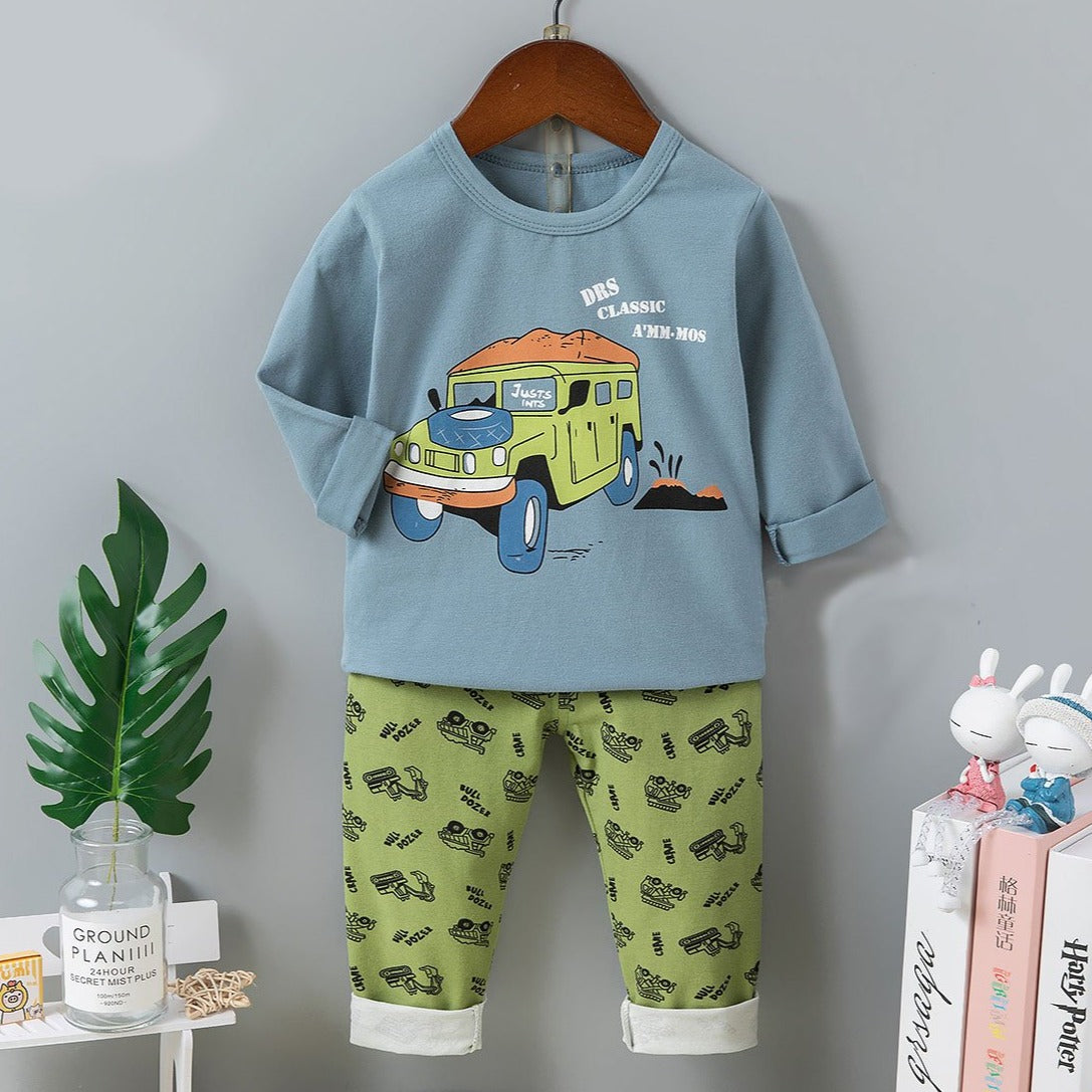 [225529] - Baju Piyama Anak Import / Baju Tidur Anak - Motif Classic Bulldozer