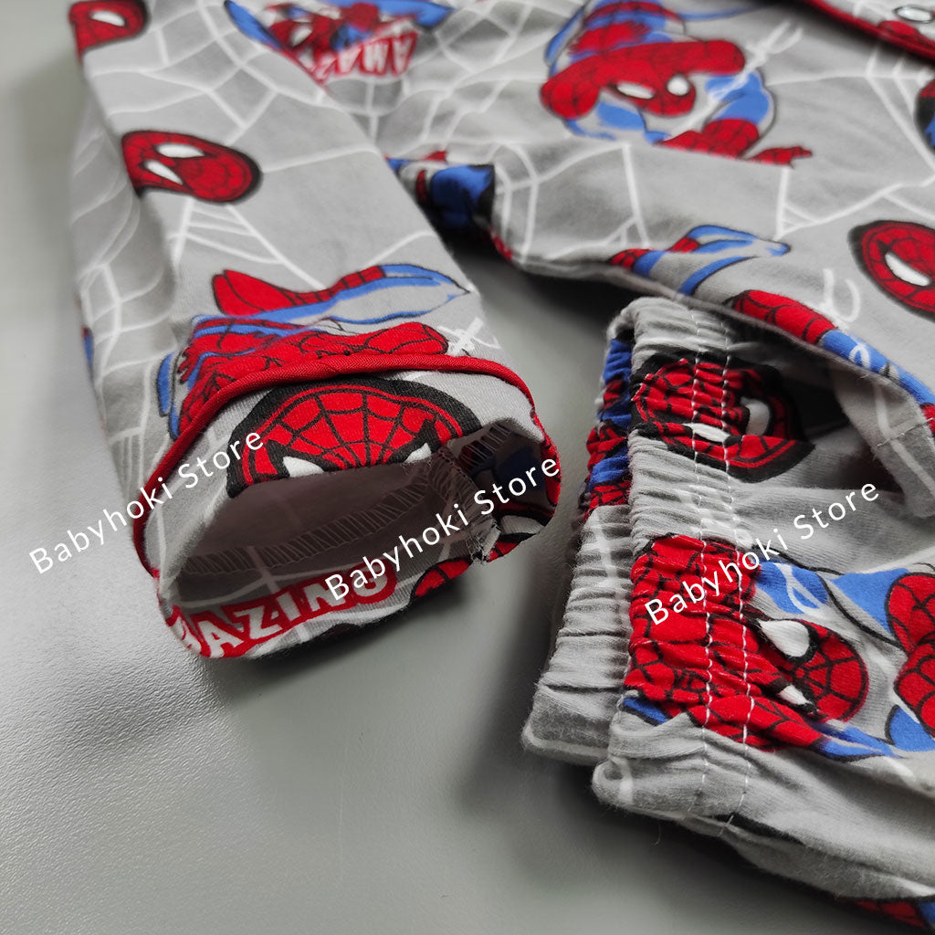 [225553-GRAY] - Piyama Anak Import  / Setelan Tidur Anak / Baju Tidur Anak - Motif Spiderman Attraction