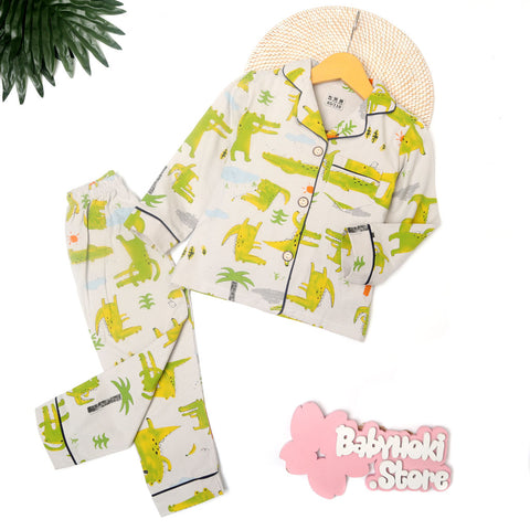 [225559-BLACK LINE] - Piyama Anak Import  / Baju Tidur Anak - Motif Crocodile Basking