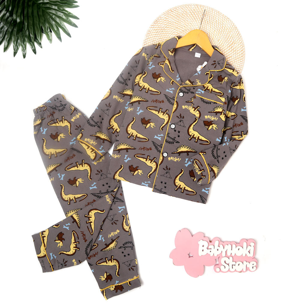 [225567] - Piyama Anak Import  / Setelan Tidur Anak / Baju Tidur Anak - Motif Dinosaur Life