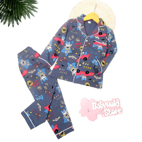 [225569] - Piyama Anak Import  / Setelan Tidur Anak / Baju Tidur Anak - Motif Bat Hero
