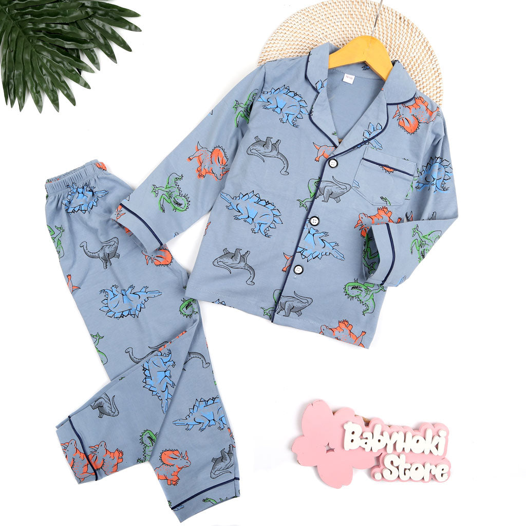 [225570] - Piyama Anak Import  / Setelan Tidur Anak / Baju Tidur Anak - Motif Big Dinosaur