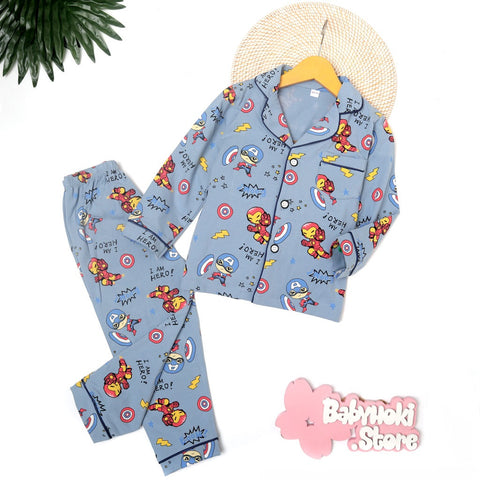 [225571] - Piyama Anak Import  / Setelan Tidur Anak / Baju Tidur Anak - Motif I'am Hero