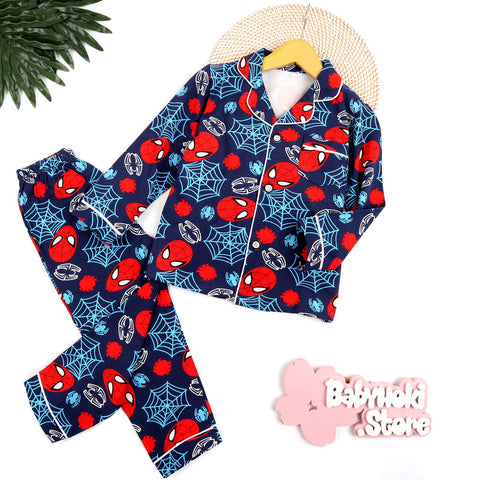 [225579] - Piyama Anak Import  / Setelan Tidur Anak / Baju Tidur Anak - Motif Sepiderman Nets