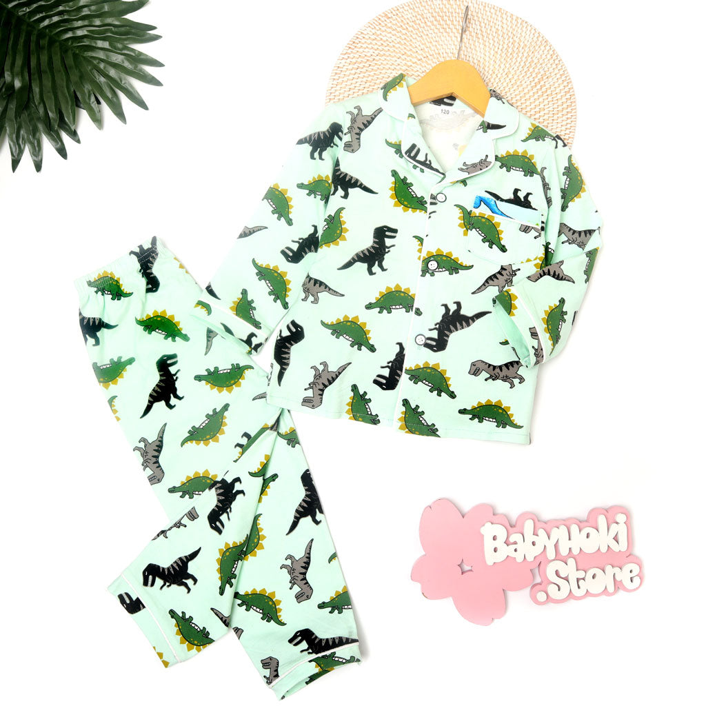 [225584] - Piyama Anak Import  / Setelan Tidur Anak / Baju Tidur Anak - Motif Dinosaur Animals