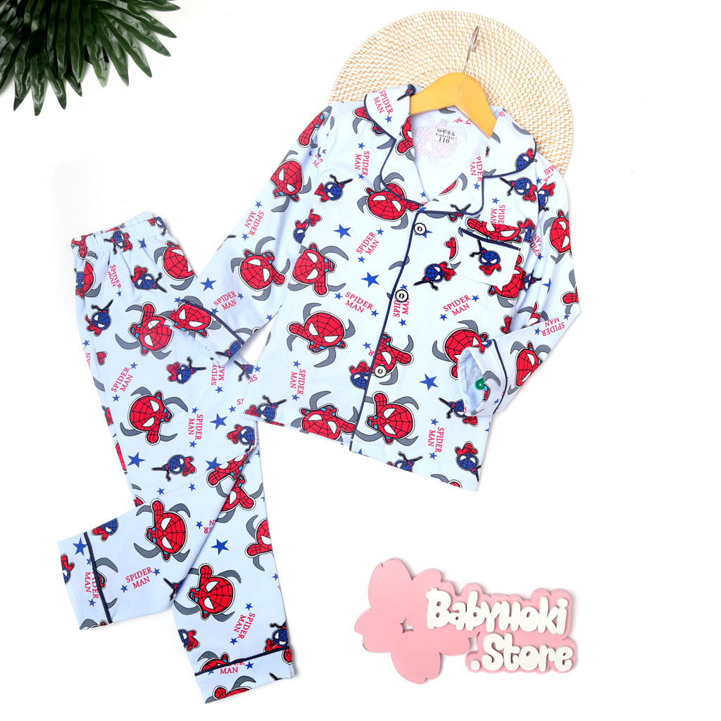 [225597] - Piyama Anak Import  / Setelan Tidur Anak / Baju Tidur Anak - Motif Spiderman Style