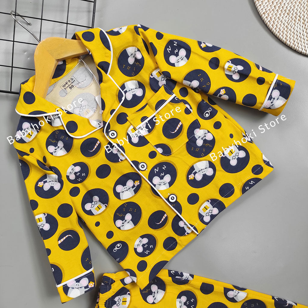 [225602] - Piyama Anak / Setelan Tidur Anak / Baju Tidur Anak - Motif Rat Cheese