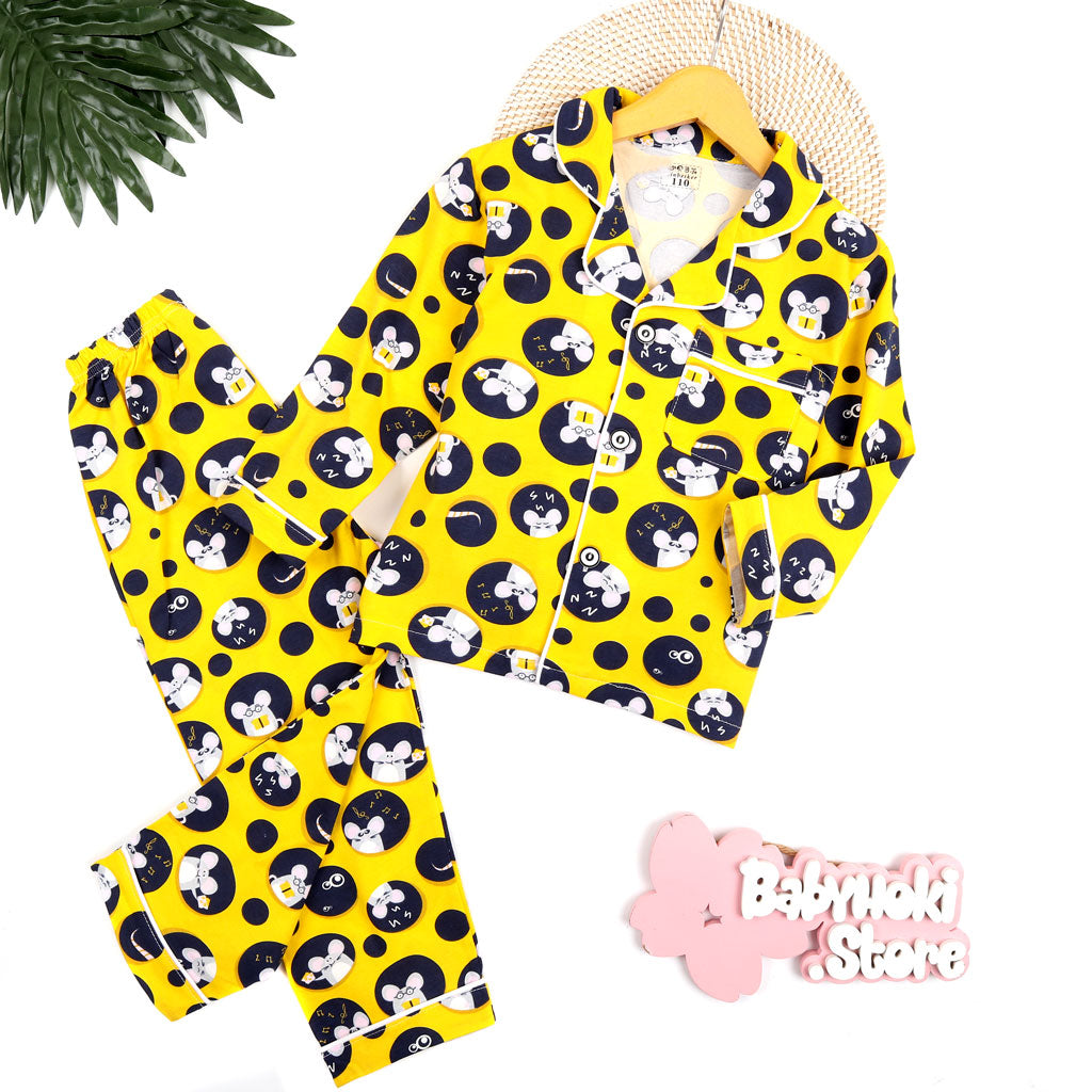 [225602] - Piyama Anak Import  / Setelan Tidur Anak / Baju Tidur Anak - Motif Rat Cheese