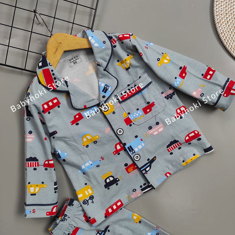 [225607] - Piyama Anak / Setelan Tidur Anak / Baju Tidur Anak - Motif City Vehicle