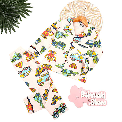 [225671] - Baju Piyama Anak Import / Setelan Tidur Anak - Motif Robot Car