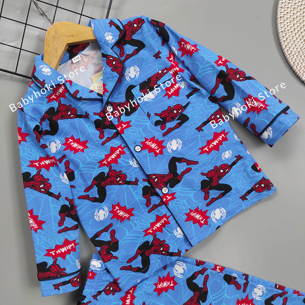 [225686] - Baju Piyama Anak Import / Setelan Tidur Anak - Motif Spider Action