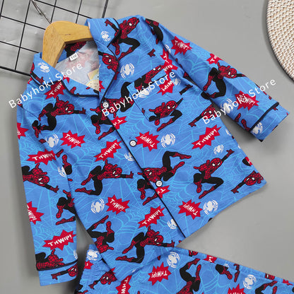 [225686] - Baju Piyama Anak Import / Setelan Tidur Anak - Motif Spider Action