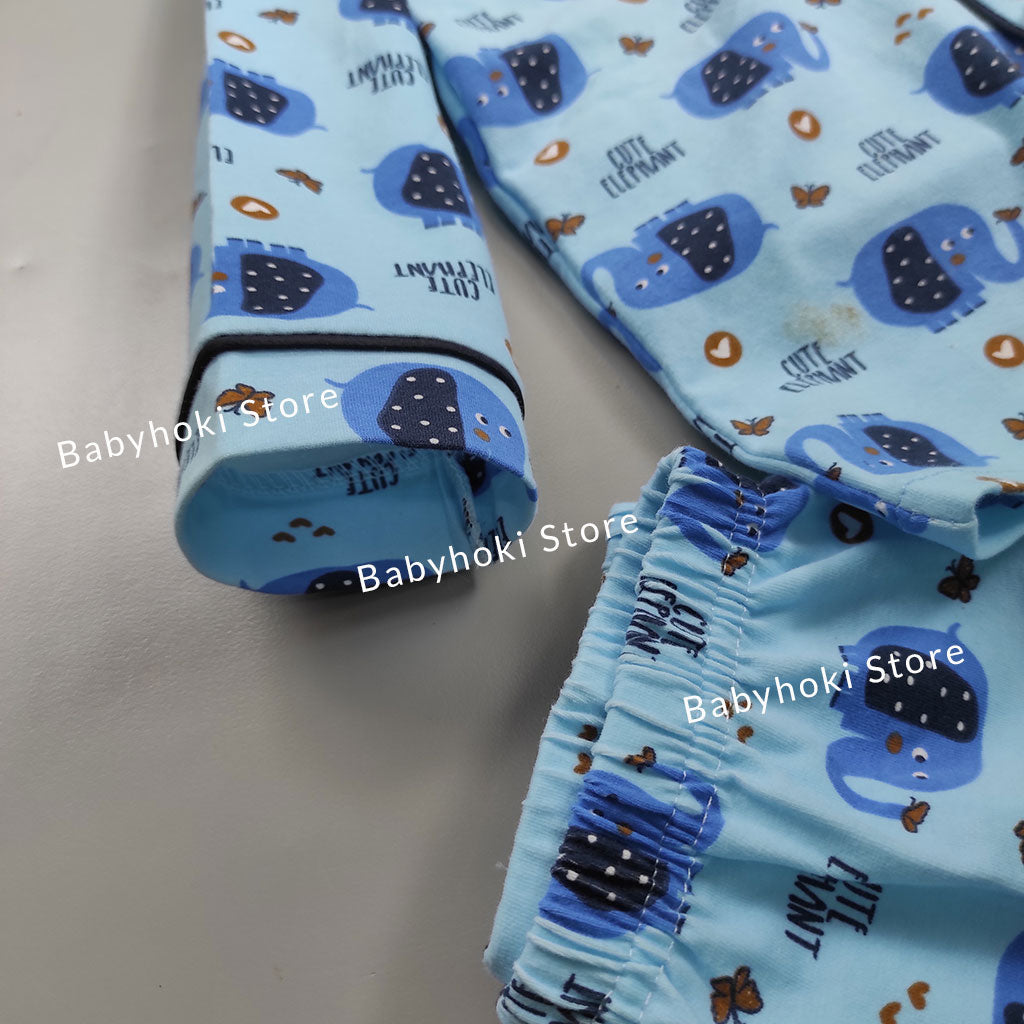 [225690-BLUE] - Baju Piyama Anak Import / Setelan Tidur Anak - Motif Cute Elephant