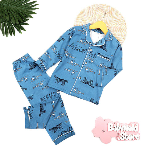 [225691] - Baju Piyama Anak / Setelan Tidur Anak - Motif City Helicopters