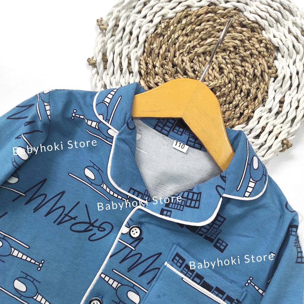 [225691] - Baju Piyama Anak / Setelan Tidur Anak - Motif City Helicopters