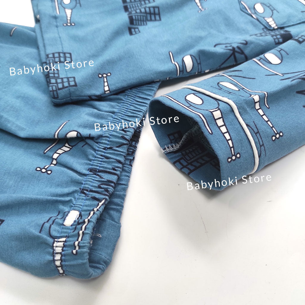 [225691] - Baju Piyama Anak Import / Setelan Tidur Anak - Motif City Helicopters