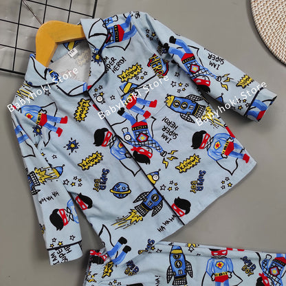 [225698] - Baju Piyama Anak Import / Setelan Tidur Anak - Motif Super Boy