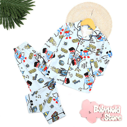 [225698] - Baju Piyama Anak Import / Setelan Tidur Anak - Motif Super Boy