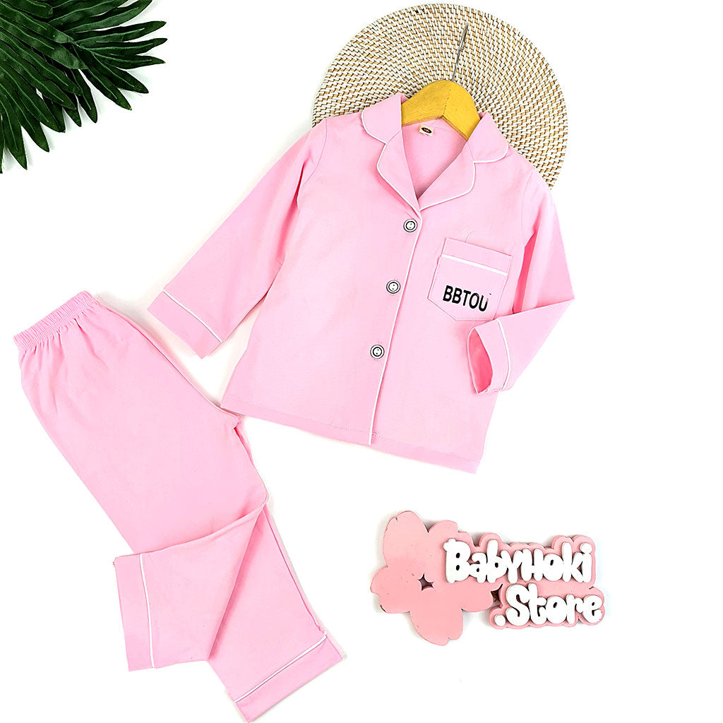 [225710-PINK] - Baju Piyama Anak Import / Setelan Tidur Anak - Motif BBTOU Plain