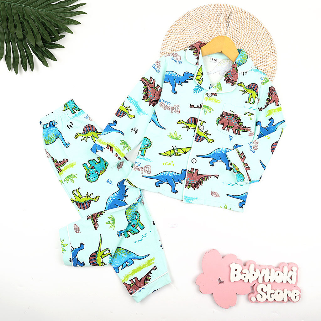 [225712] - Baju Piyama Anak Import / Setelan Tidur Anak - Motif Dinosaur Realm