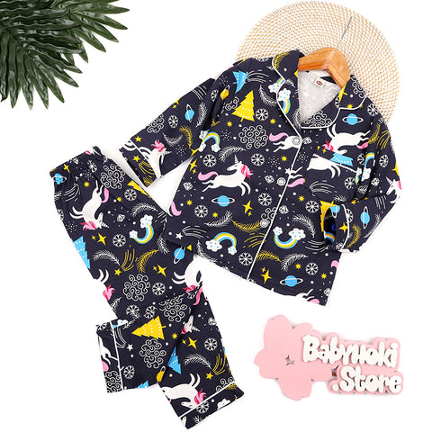 [225713] - Baju Piyama Anak Import / Setelan Tidur Anak - Motif Unicorn World